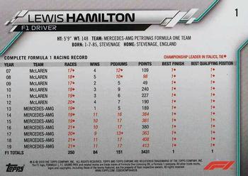 2020 Topps Chrome Formula 1 #1 Lewis Hamilton Back