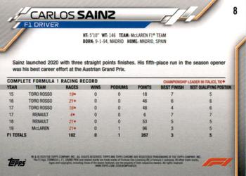 2020 Topps Chrome Formula 1 #8 Carlos Sainz Back