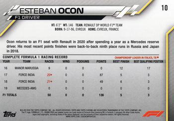 2020 Topps Chrome Formula 1 #10 Esteban Ocon Back