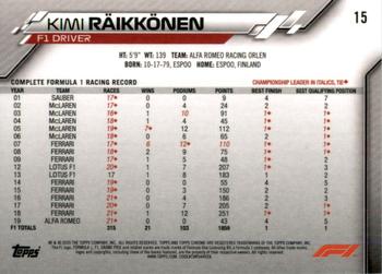 2020 Topps Chrome Formula 1 #15 Kimi Räikkönen Back