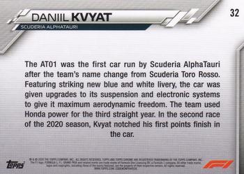 2020 Topps Chrome Formula 1 #32 Daniil Kvyat Back