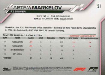 2020 Topps Chrome Formula 1 #51 Artem Markelov Back