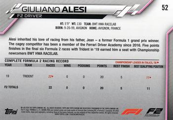 2020 Topps Chrome Formula 1 #52 Giuliano Alesi Back