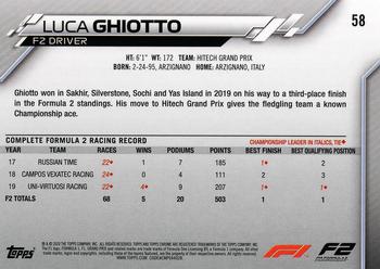 2020 Topps Chrome Formula 1 #58 Luca Ghiotto Back