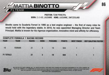 2020 Topps Chrome Formula 1 #86 Mattia Binotto Back