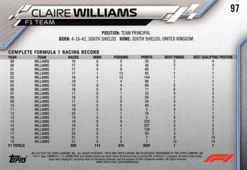 2020 Topps Chrome Formula 1 #97 Claire Williams Back
