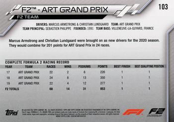 2020 Topps Chrome Formula 1 #103 F2 - Art Grand Prix Back