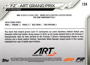 2020 Topps Chrome Formula 1 #124 F2 - Art Grand Prix Back