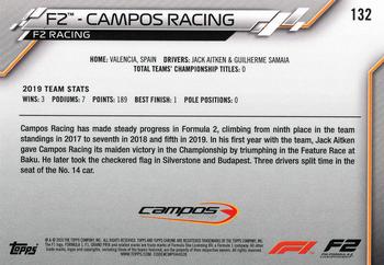 2020 Topps Chrome Formula 1 #132 F2 - Campos Racing Back