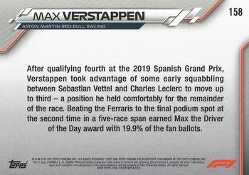 2020 Topps Chrome Formula 1 #158 Max Verstappen Back