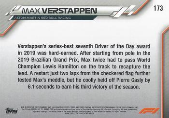 2020 Topps Chrome Formula 1 #173 Max Verstappen Back