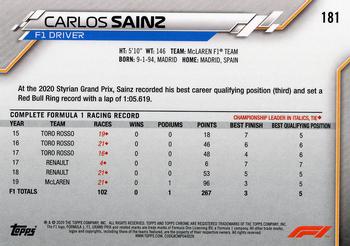 2020 Topps Chrome Formula 1 #181 Carlos Sainz Back
