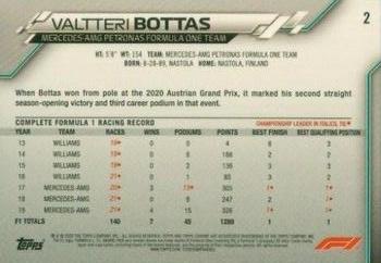 2020 Topps Chrome Formula 1 #2 Valtteri Bottas Back