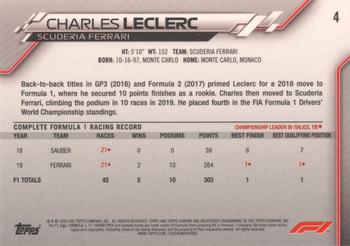 2020 Topps Chrome Formula 1 #4 Charles Leclerc Back