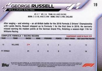 2020 Topps Chrome Formula 1 #19 George Russell Back