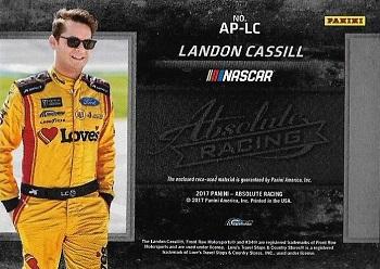 2017 Panini Absolute - Absolute Prime Nameplates #AP-LC Landon Cassill Back