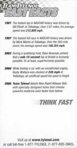 2005 Team Tylenol #NNO Jeff Gordon Back