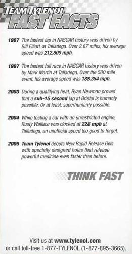 2005 Team Tylenol #NNO Matt Kenseth Back