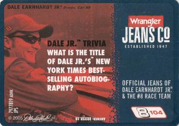 2005 Wrangler Dale Jr. #104 Dale Earnhardt Jr. Back