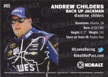 2013 Lowe's Racing #05 Andrew Childers Back