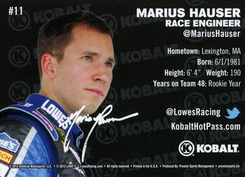 2013 Lowe's Racing #11 Marius Hauser Back