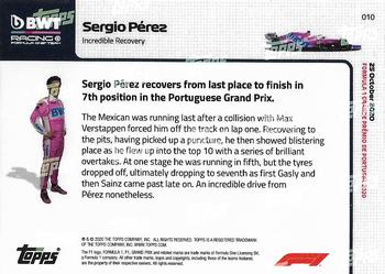 2020 Topps Now Formula 1 #010 Sergio Pérez Back