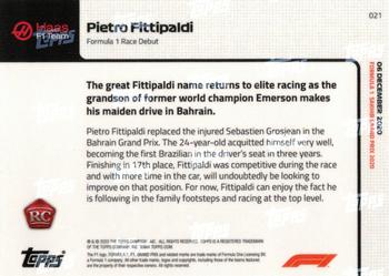 2020 Topps Now Formula 1 #021 Pietro Fittipaldi Back