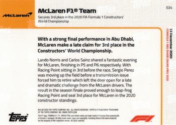 2020 Topps Now Formula 1 #024 McLaren F1 Team Back
