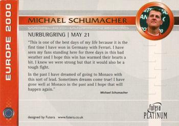 2000 Futera Michael Schumacher Platinum #NNO Michael Schumacher Back