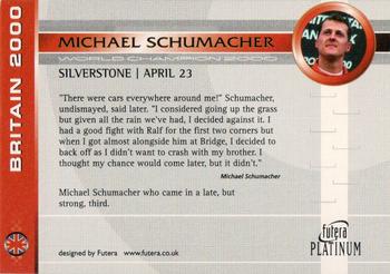 2000 Futera Michael Schumacher Platinum #NNO Michael Schumacher Back