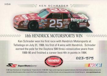 2001 Super Shots Hendrick Motorsports - Silver 575 Proof Set #HS4 Ken Schrader Back