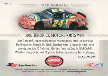 2001 Super Shots Hendrick Motorsports - Silver 575 Proof Set #HS11 Jeff Gordon Back