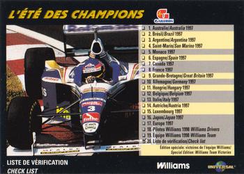 1998 Gailuron L'ete Des Champions Williams Racing #20 Checklist Front