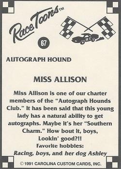 1991 Race Toons #67 Miss Allison Back