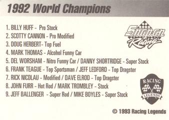 1992 Racing Legends IHRA - World Champions #NNO Title Card Back
