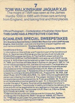 1986 Scanlens Australian Motor Racing Cards #7 Tom Walkinshaw Back