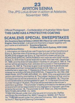 1986 Scanlens Australian Motor Racing Cards #23 Ayrton Senna Back