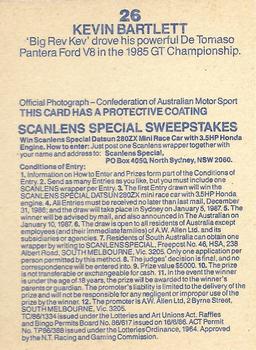 1986 Scanlens Australian Motor Racing Cards #26 Kevin Bartlett Back