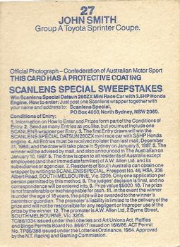 1986 Scanlens Australian Motor Racing #27 John Smith Back
