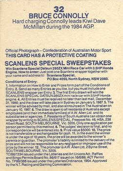 1986 Scanlens Australian Motor Racing #32 Bruce Connolly Back