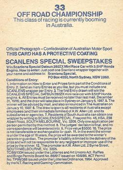1986 Scanlens Australian Motor Racing Cards #33 Off Road Championship Back