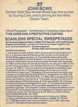 1986 Scanlens Australian Motor Racing Cards #37 John Bowe Back