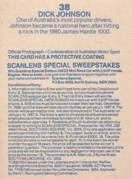 1986 Scanlens Australian Motor Racing Cards #38 Dick Johnson Back