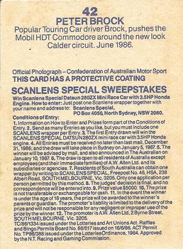 1986 Scanlens Australian Motor Racing Cards #42 Peter Brock Back