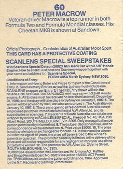 1986 Scanlens Australian Motor Racing #60 Peter Macrow Back