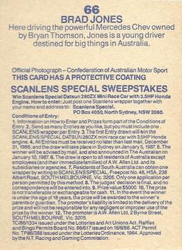 1986 Scanlens Australian Motor Racing Cards #66 Brad Jones Back