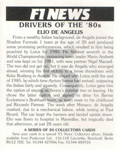 1995 F1 News Drivers Of The '80's #5 Elio De Angelis Back