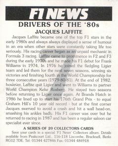 1995 F1 News Drivers Of The '80's #7 Jacques Laffite Back