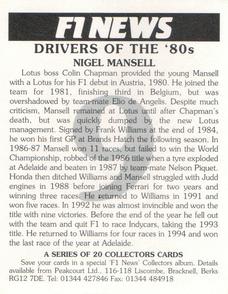 1995 F1 News Drivers Of The '80's #9 Nigel Mansell Back