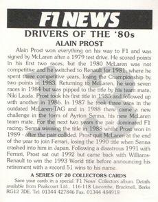 1995 F1 News Drivers Of The '80's #13 Alain Prost Back